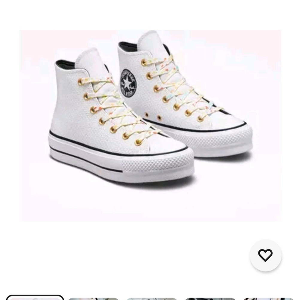 White High-Top Converse Chuck Taylor AS Splatter Platform Size 10 White/Storm W